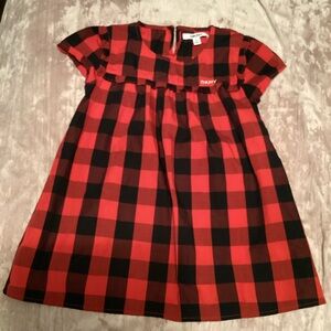 DKNY Red and Black Buffalo Plaid Kids Smock Dress sz 8